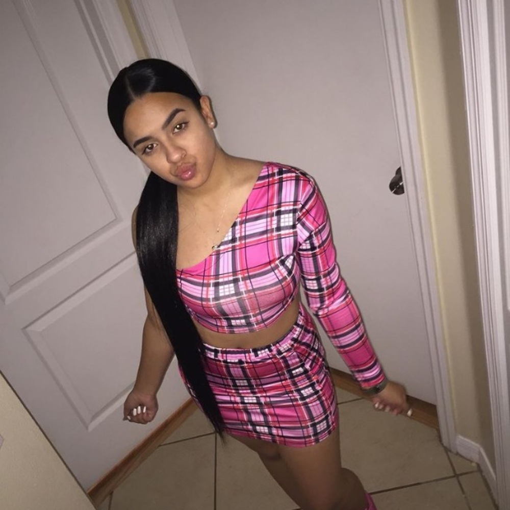 Pink plaid 2 piece size small wore once